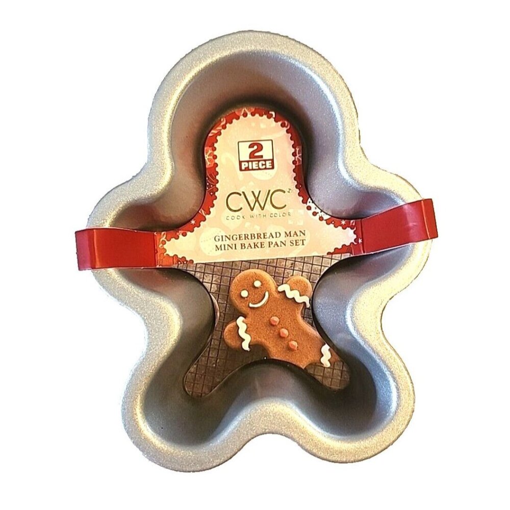 New Gingerbread Man Mini Bake Pan Set Cook w Color Brand Christmas Baking